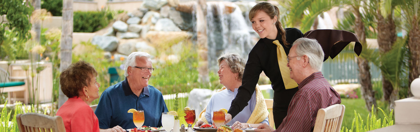 Group of Elderly Being served Food