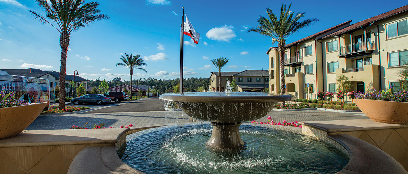 TheGlen-1400x600-18 A water fountain in the front entry at The Glen at Scripps Ranch