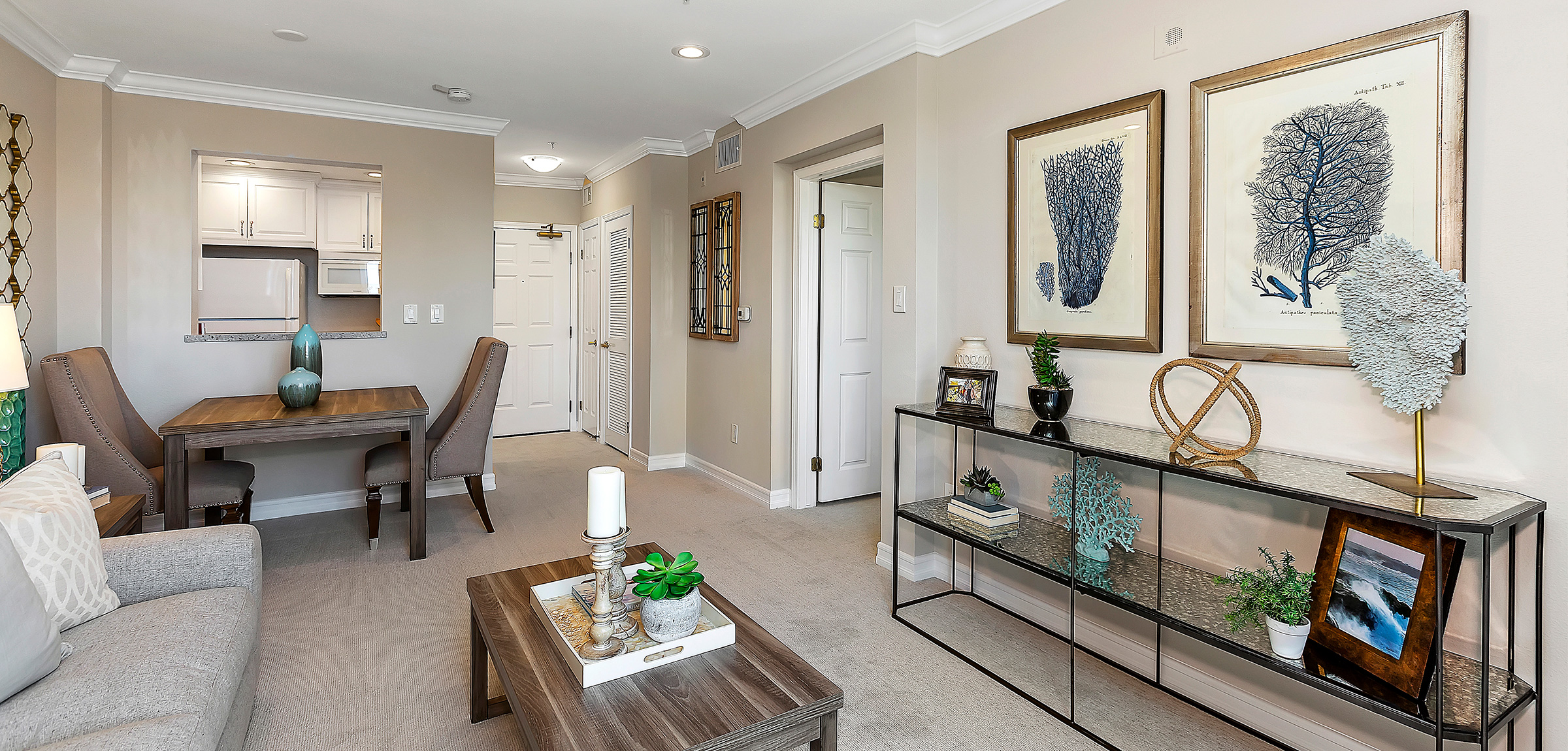 Living room area in a home at La Costa Glen