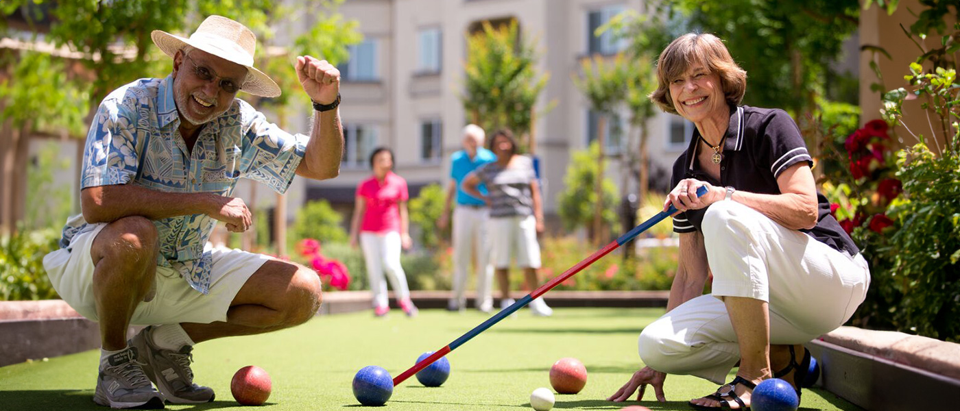 Residents playing bocce ball