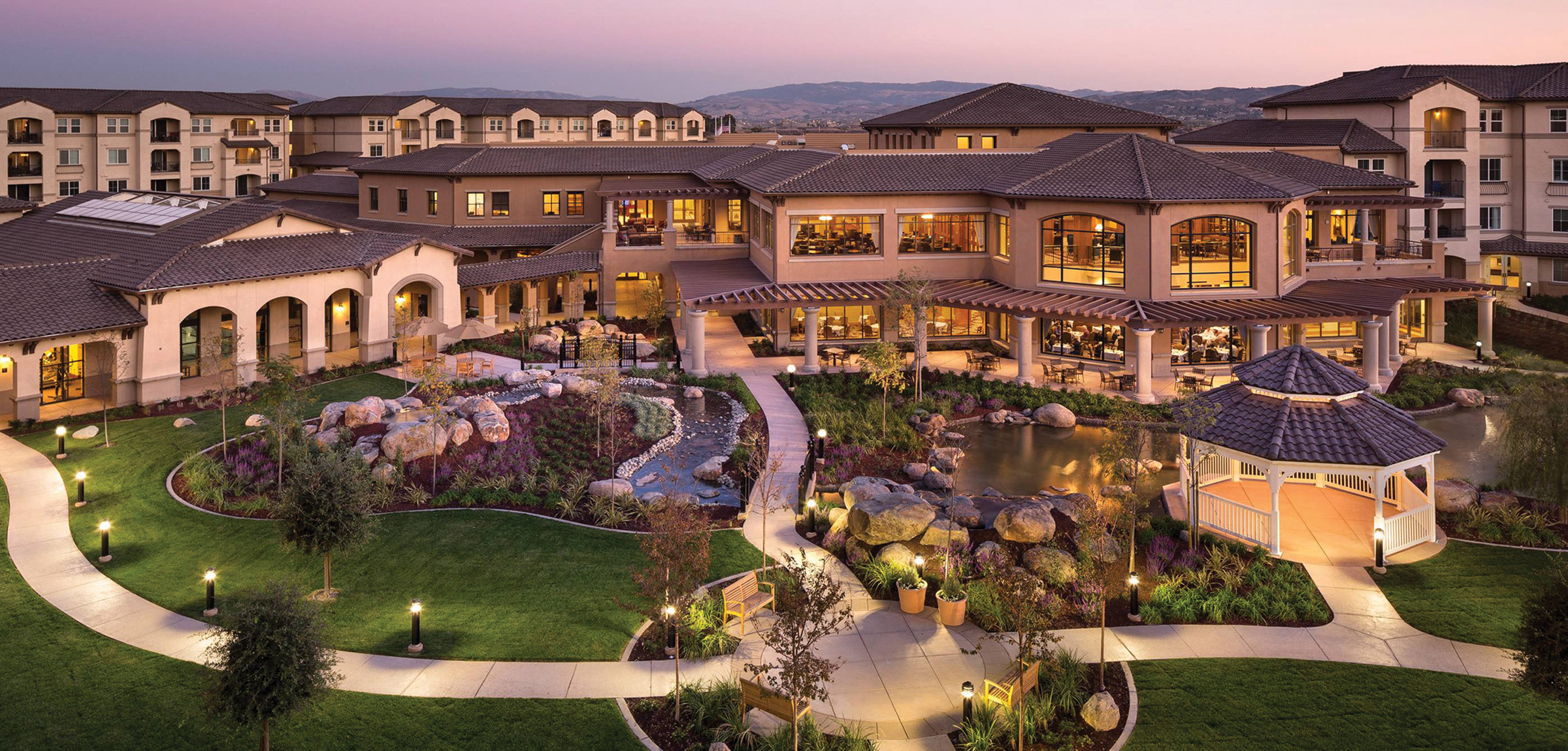 An aerial view of the grounds at Stoneridge Creek